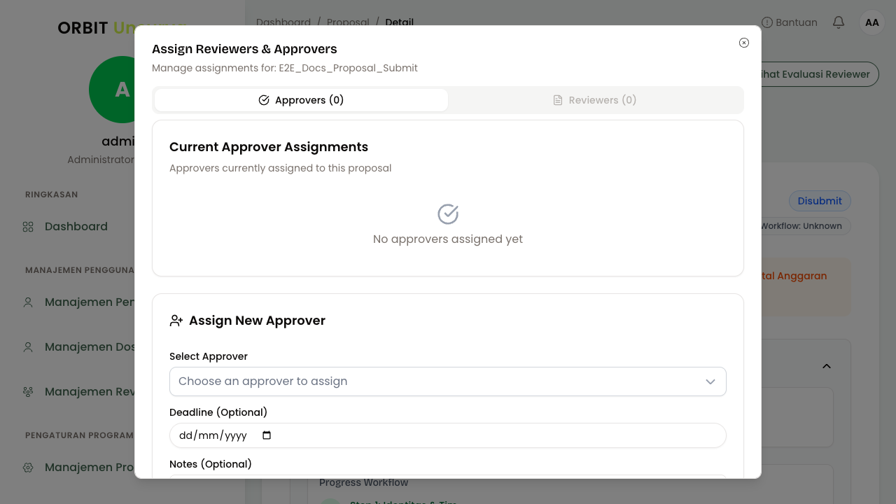 Dialog Assign Approver
