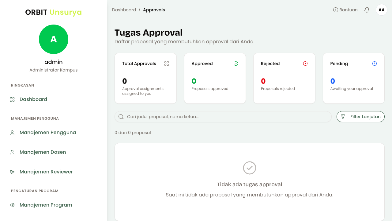 Halaman Tugas Approval