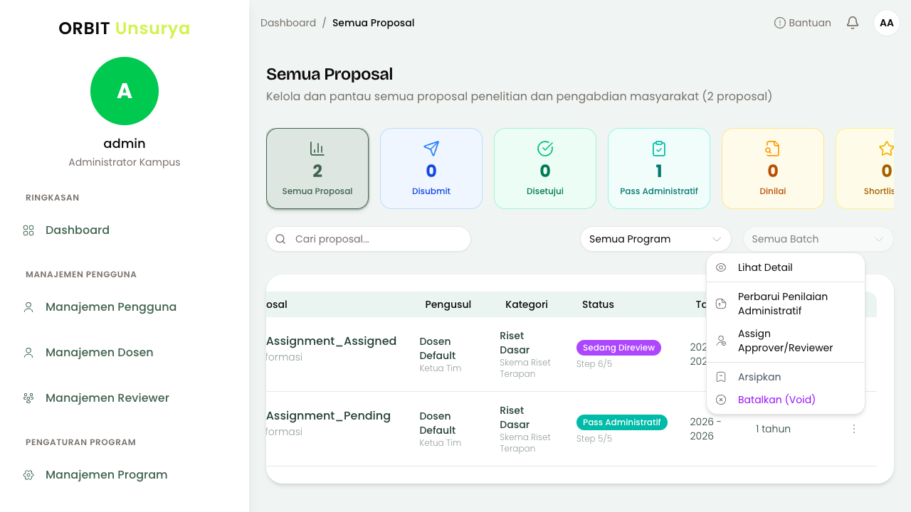 Menu Action Proposal