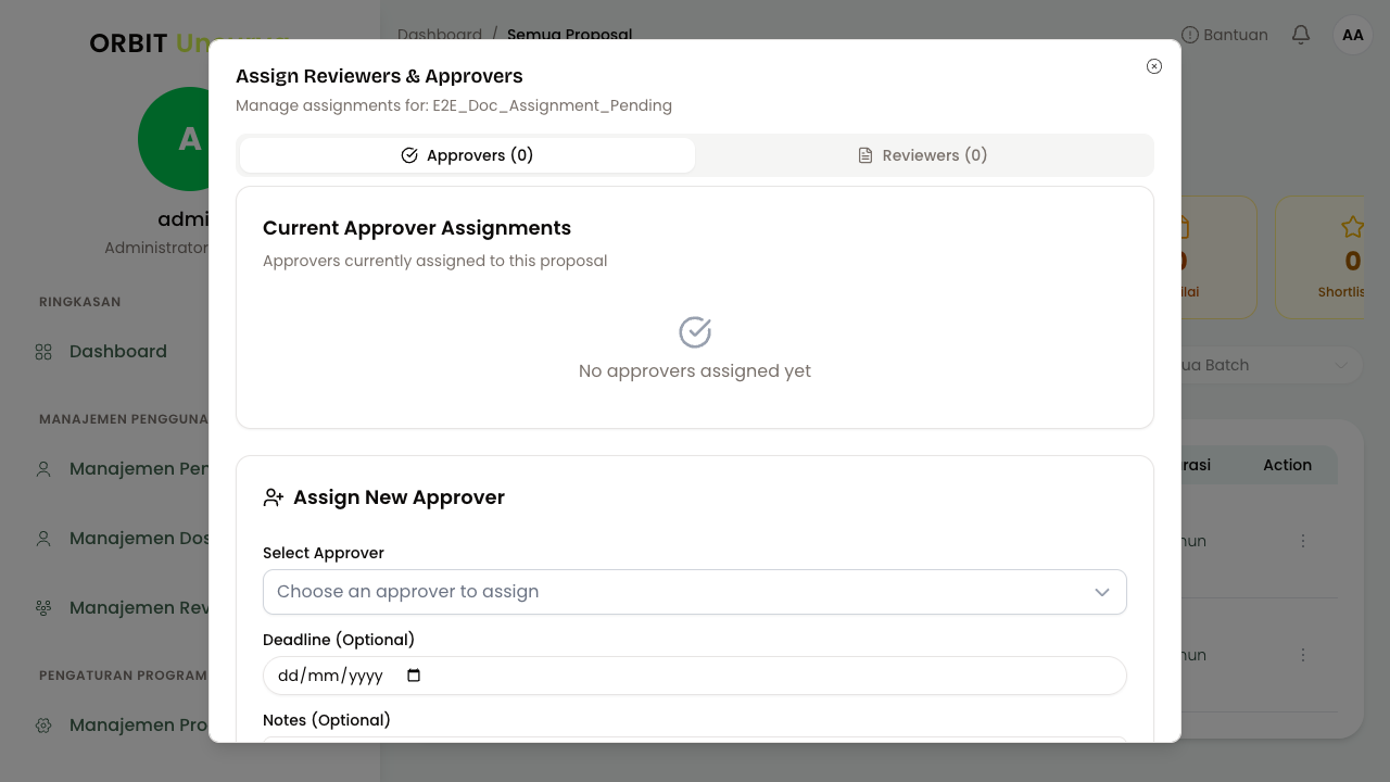 Dialog Tab Approvers