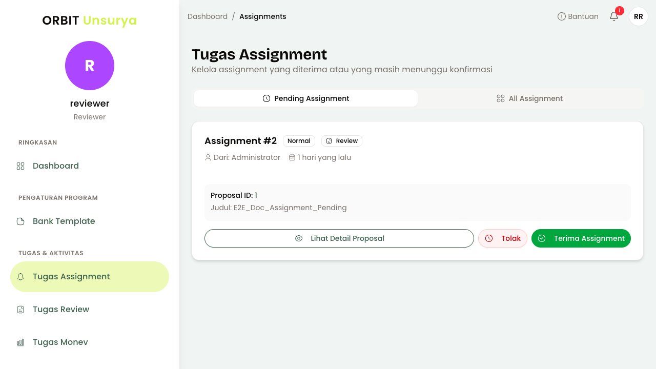 Halaman Tugas Assignment