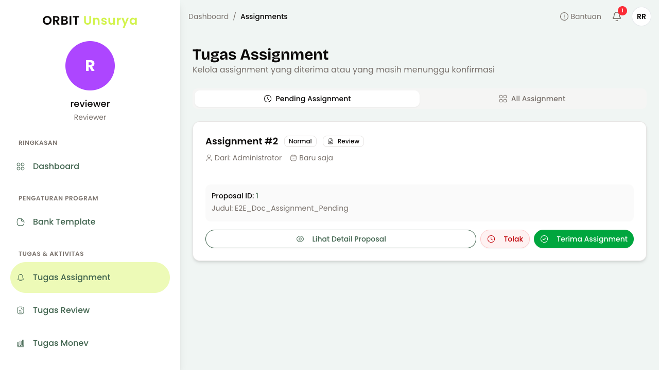 Tugas Assignment — Reviewer Pending