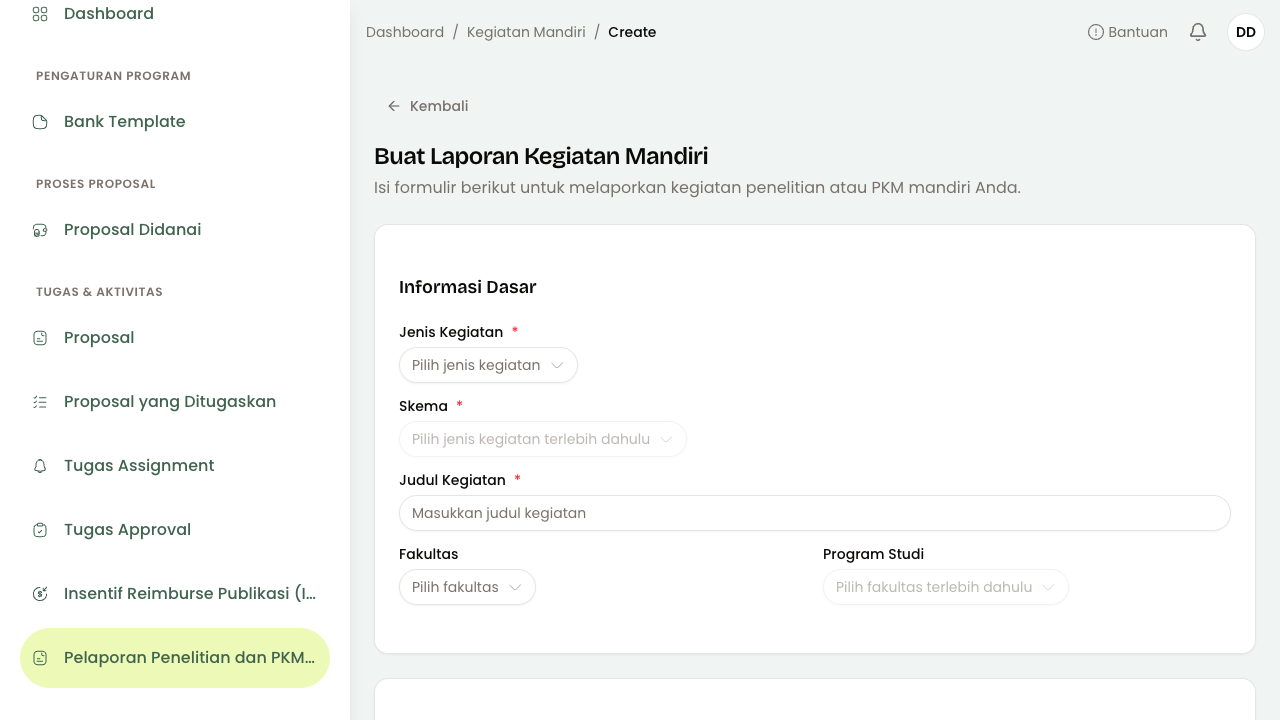 Form Buat Laporan