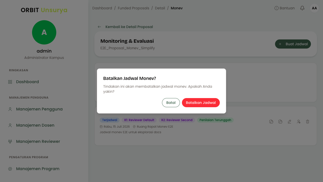Dialog Konfirmasi Batalkan Jadwal