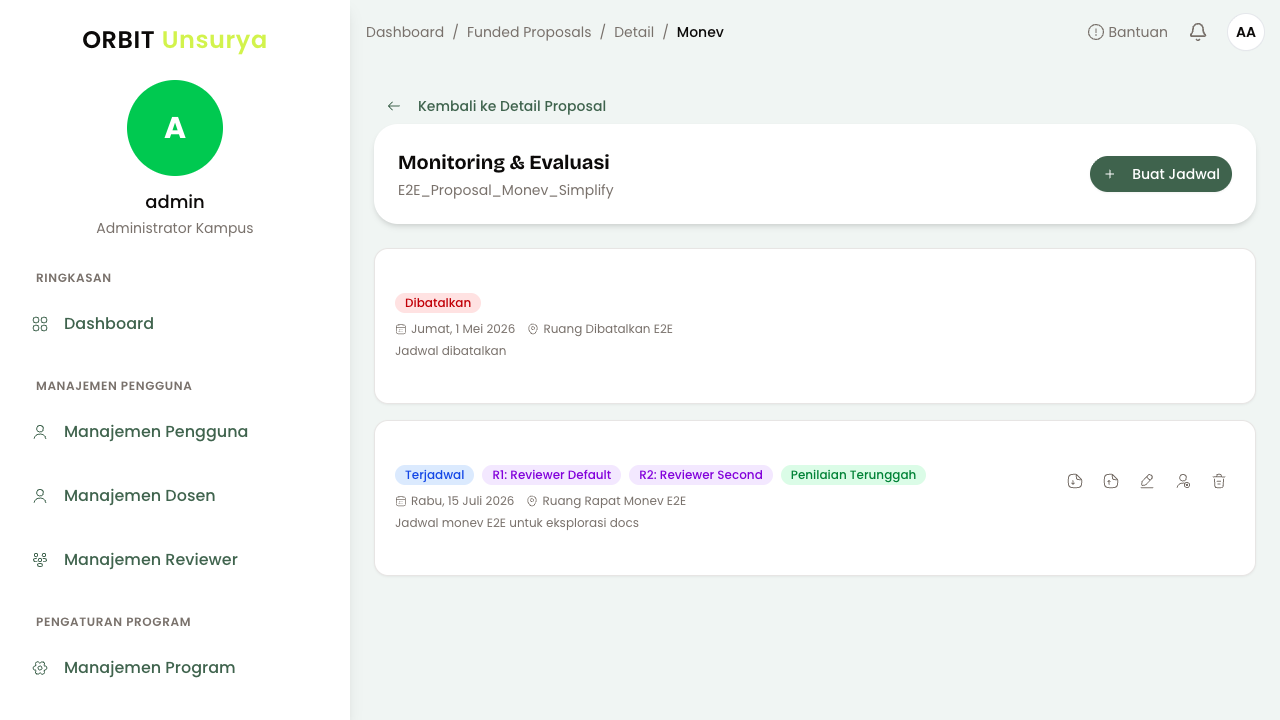 Halaman Monitoring &amp; Evaluasi