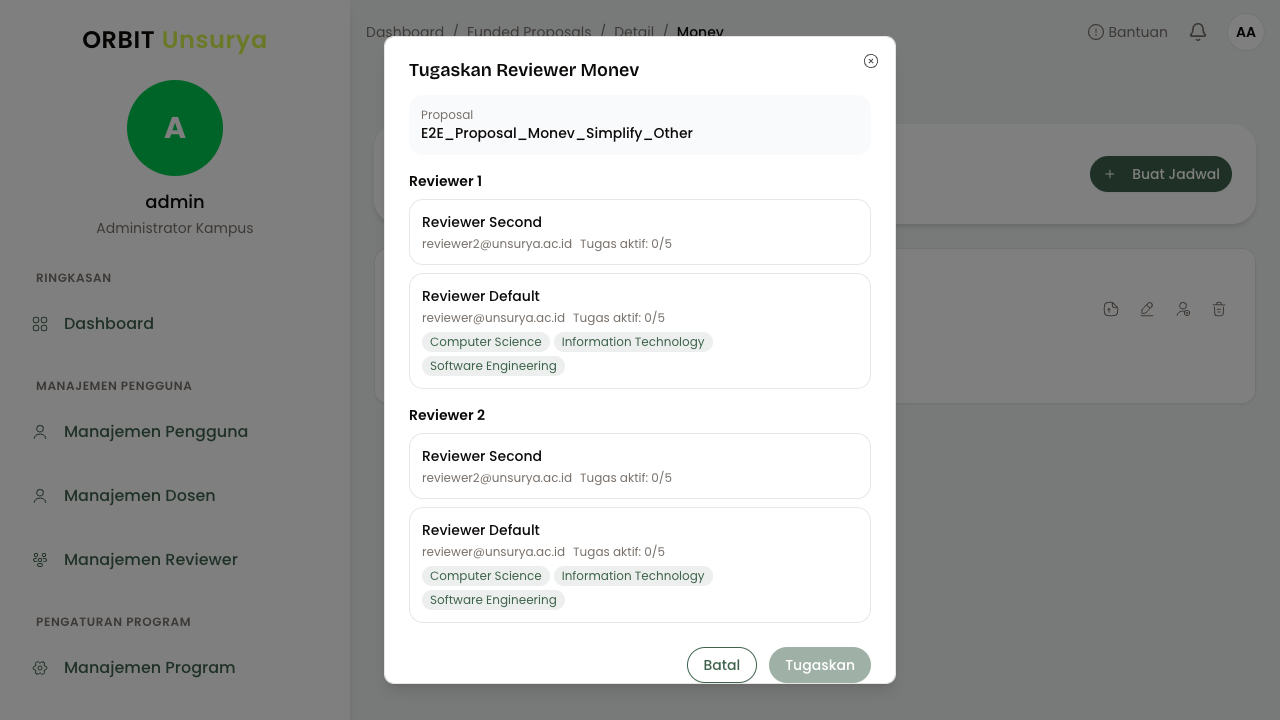 Dialog Tugaskan Reviewer Monev
