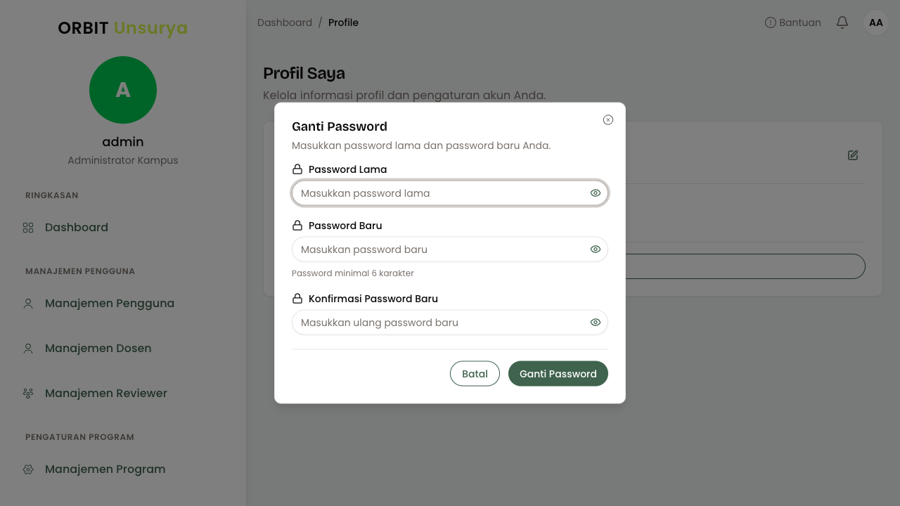 Form Ganti Password