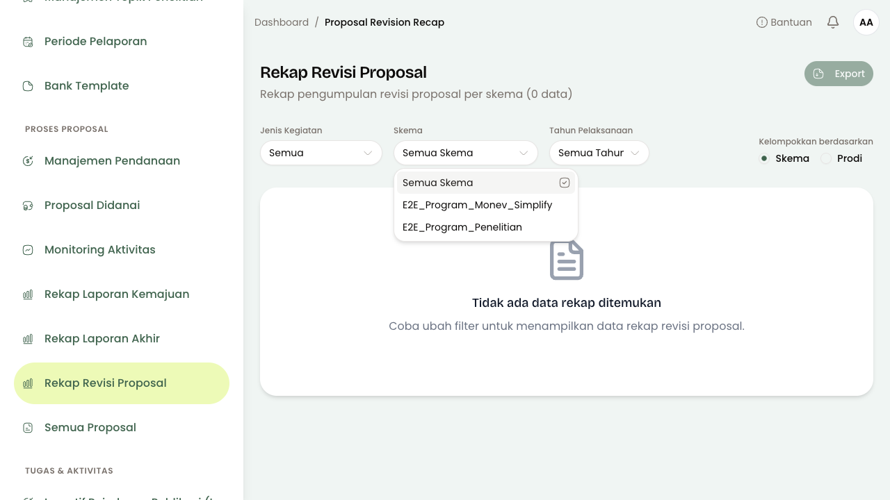 Filter Jenis Kegiatan